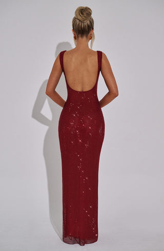 Nocturne Crystal Mesh Gown - Red
