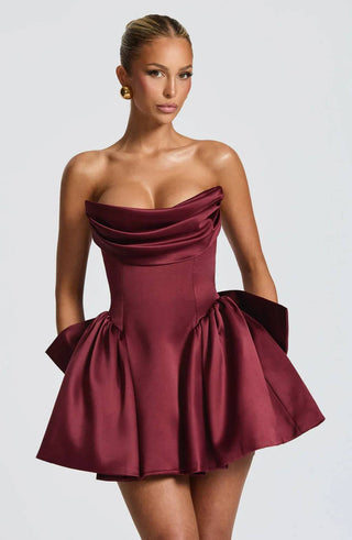 Celestine Mini Dress — Cherry Lacquer