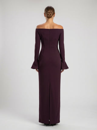 Mariana Bell Sleeve Gown – Bordeaux