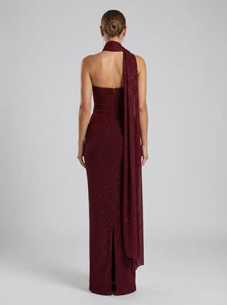 שמלת צעיף נוקטירה — אדום מנצנץ