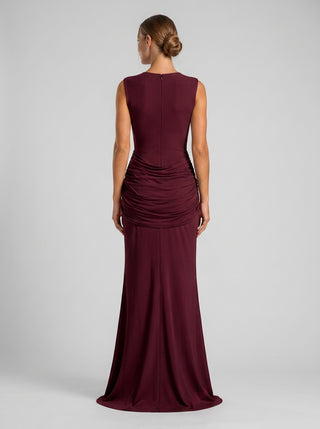 ELSIRA Sculpted Knot Gown Mulberry Wine