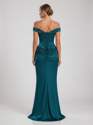 VIRENZA Structured Satin Gown - Transformative Teal