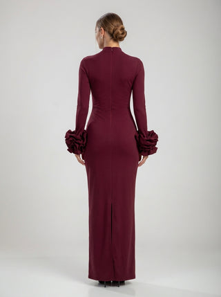 Daniela Ruffle Cuff Gown – Bordeaux