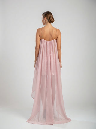 שמלת מיני טול בצבע סומק גבוה-נמוך