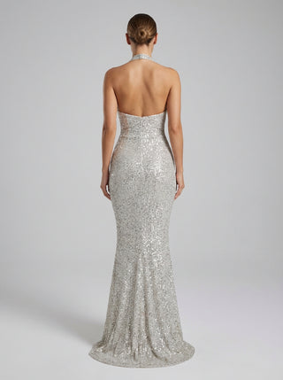 שמלת הולטר אורליה — נצנוץ כסף