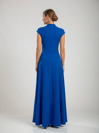 Elysia Sculpted Column Gown – Sapphire