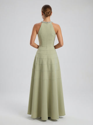 Liora Beaded Halter Gown