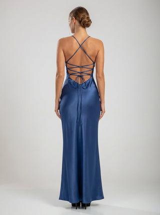 שמלות סאטן סרפינה – כחול כהה