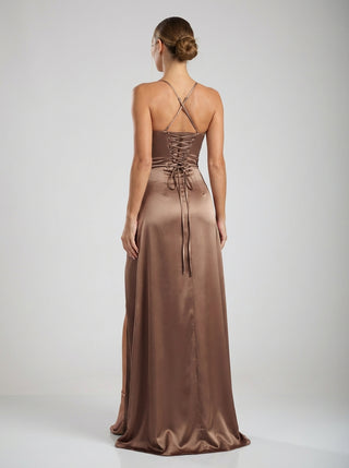 שמלת ולוריה – חום אגוז