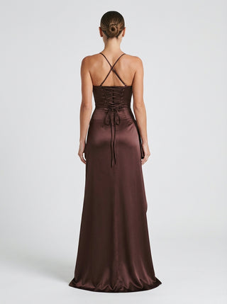 שמלת ולוריה – חום שזיף