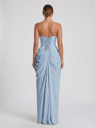 AVIELLE Draped Corset Gown - Glacier Blue