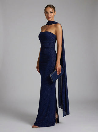 שמלת צעיף נוקטירה — נייבי מבריק