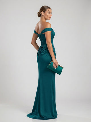 VIRENZA Structured Satin Gown - Transformative Teal
