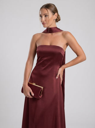 SOLARA Veil Corset Gown - Deep Garnet