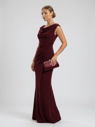 VALERIS Sculpted Drape Gown - Deep Garnet