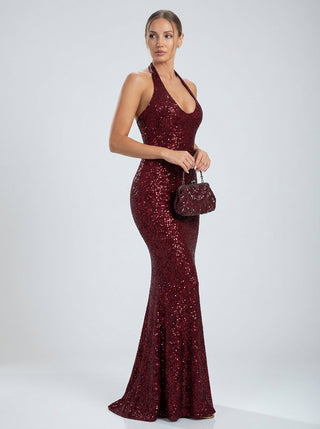 Aurelia Halter Gown — Red Sparkle