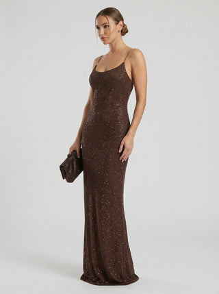 NOVA Rhinestone Slip - Chocolate Bronze