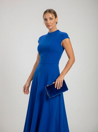 Elysia Sculpted Column Gown – Sapphire