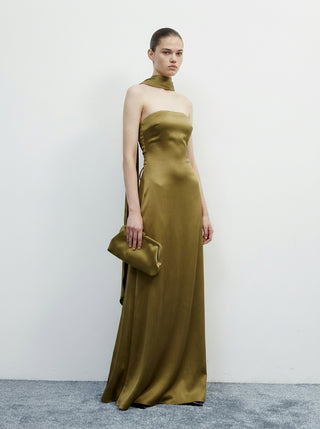 Solara Veil Gown – Olive Green