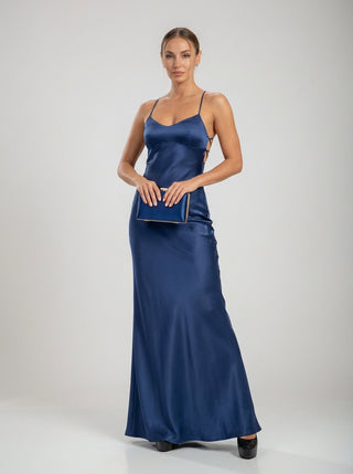 שמלות סאטן סרפינה – כחול כהה