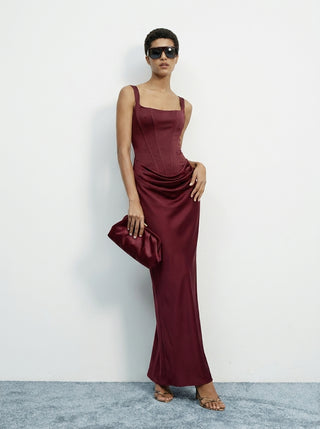Nocturne Corset Gown – Burgundy Red