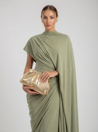 SOLÈNE DRAPE CAPE GOWN - SAGE