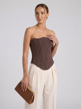 ÉLODIE CORSET SUEDE SCULPT - ESPRESSO