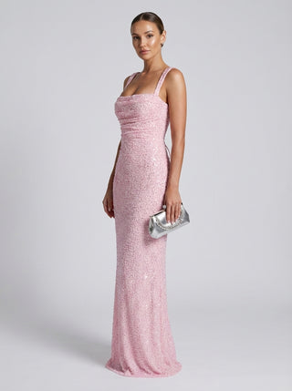 REGALIA Rhinestone Corset Gown - Plush Pink