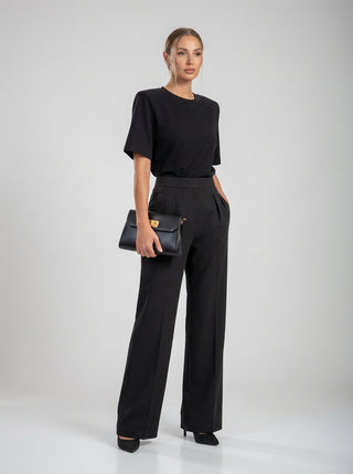 VELINA NOIR SIGNATURE PLEATED TROUSER — BLACK