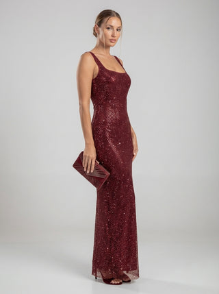 שמלות רשת קריסטל נוקטורן - אדום