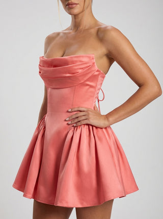 שמלת מיני סלסטין — ורוד קורל
