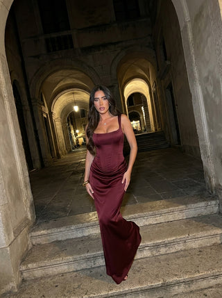 שמלת מחוך נוקטורן – אדום בורדו