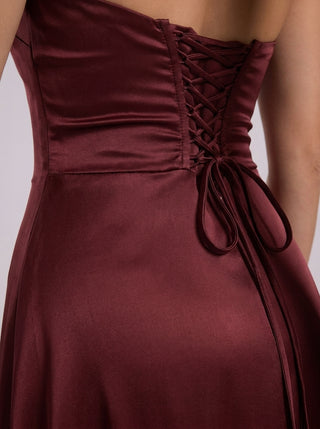 SOLARA Veil Corset Gown - Deep Garnet