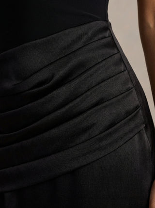 Fernanda Satin Drape Gown – Midnight Black