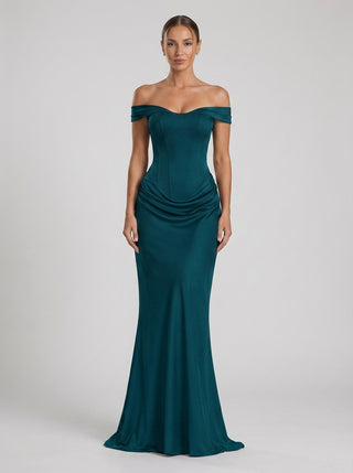 VIRENZA Structured Satin Gown - Transformative Teal