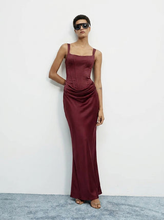 Nocturne Corset Gown – Burgundy Red