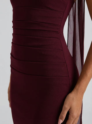 DAELIA Minimal Column Gown - Deep Garnet