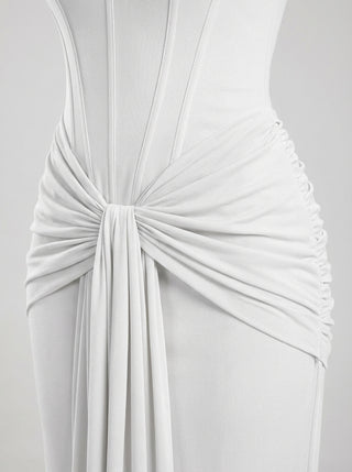 ZARETH Sculpted Drape Gown - Soft Ivory