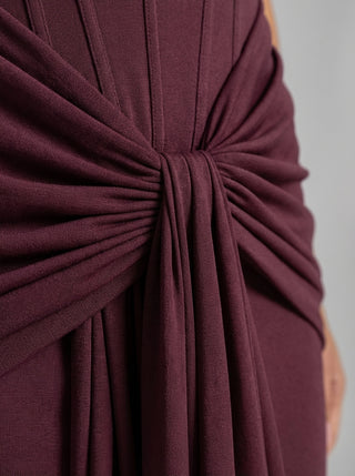 ZARETH Sculpted Drape Gown - Amaranth