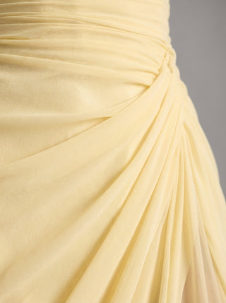LUMINA One Shoulder Draped Gown - Butter Yellow