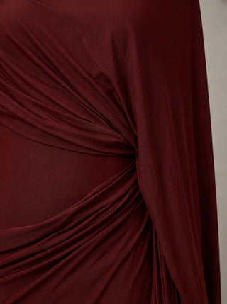 Imani – Bordeaux Drape Cape Gown