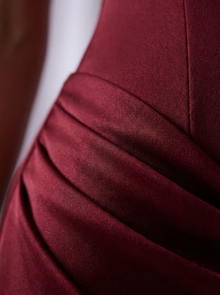 VIRENZA Structured Satin Gown - Deep Garnet