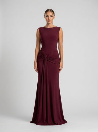 ELSIRA Sculpted Knot Gown Mulberry Wine