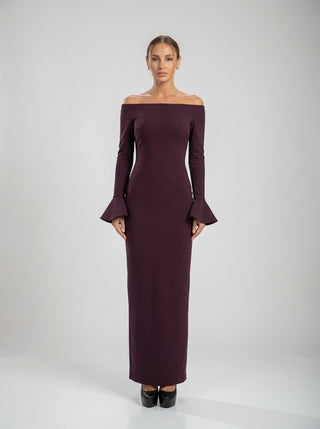 Mariana Bell Sleeve Gown – Bordeaux