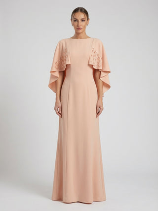 Patricia Cape Gown – Blush Nude