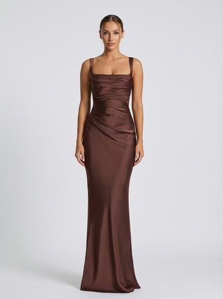 שמלת רגאליה – חום שזיף