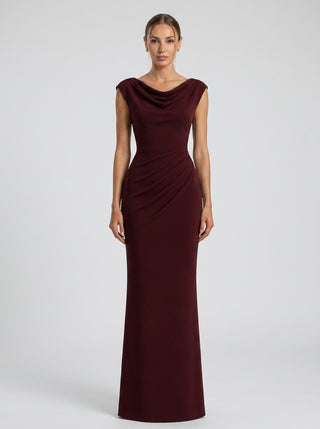 VALERIS Sculpted Drape Gown - Deep Garnet
