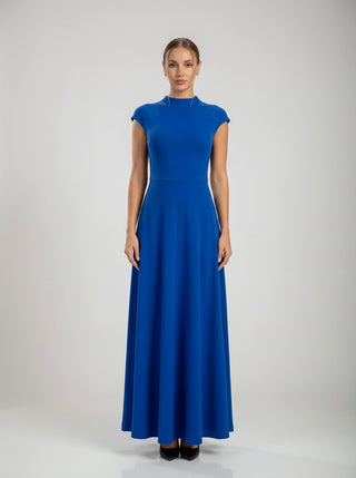 Elysia Sculpted Column Gown – Sapphire