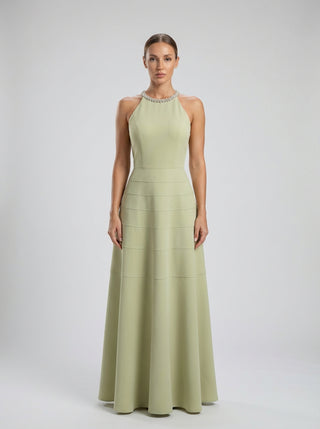 Liora Beaded Halter Gown