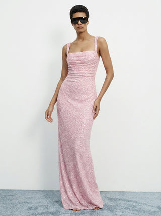 REGALIA Rhinestone Corset Gown - Plush Pink